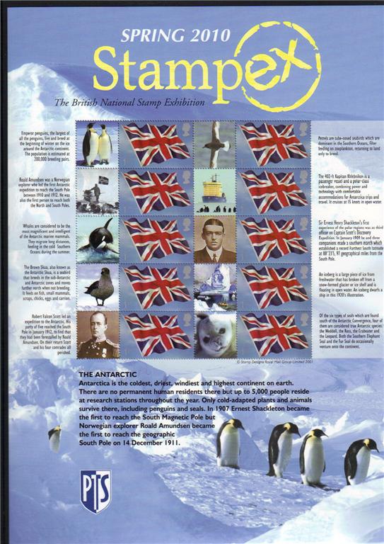 2010 GB - BC-276 - Stampex Spring Antarctic Scenes Smiler Sheet